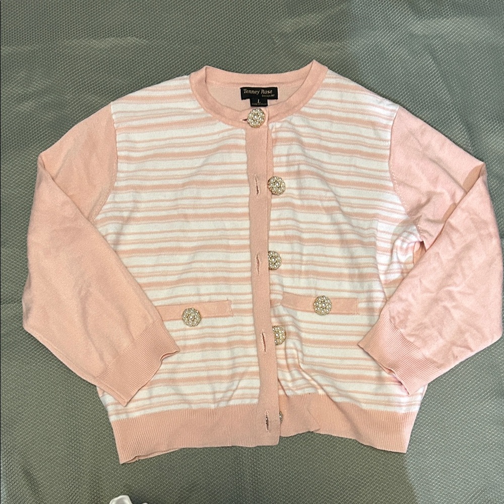 Tenney Rose Pink Striped Women's Cardigan